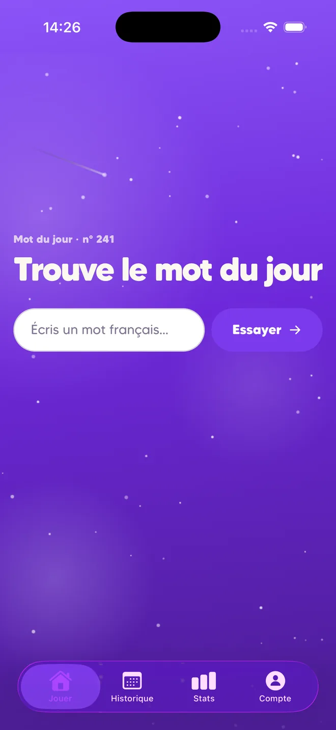 Interface Semantigo montrant la proximité sur 100, le Top 1000 et la liste des essais